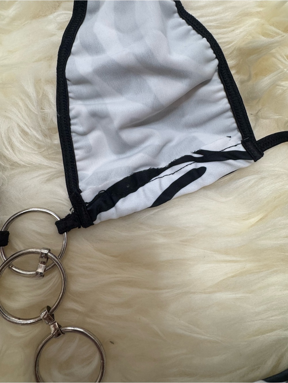 New small zebra bikini y2k festival rave exotic dance wear emo goth gothic - Picture 9 of 12